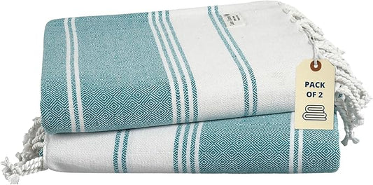 LANE LINEN Turkish Beach Towels, 2 Pack Extra Large Beach Towel, Pre-Washed for Soft Feel, Oversized Sand Free Quick-Dry Pool Towel, Beach Towels for Adults, 39"x71" - Baltic
