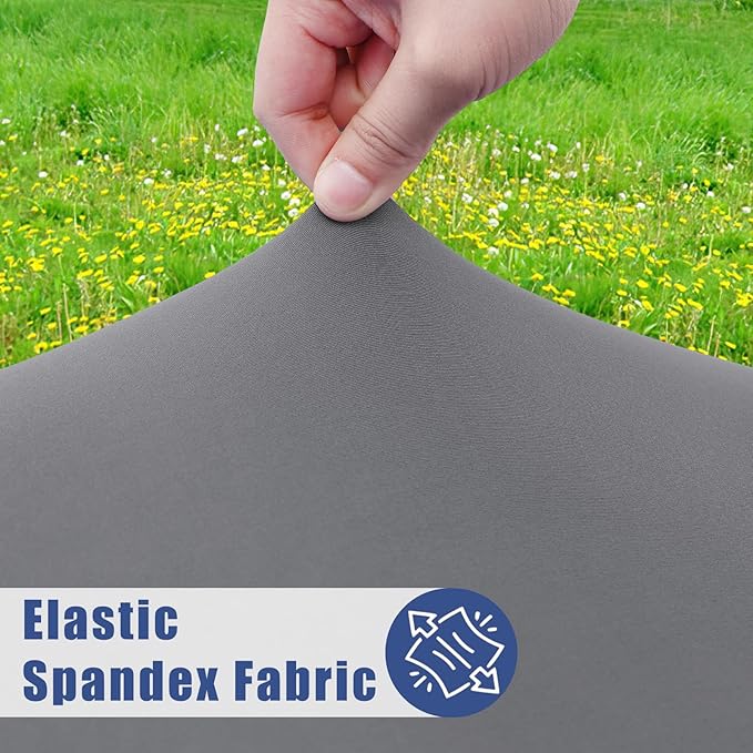 Round Spandex Tablecloth, Elastic Fitted Waterproof Tablecloths for 57"-68" Tables, Stretch Washable Picnic Table Cover for Camping, Dining, Indoor and Outdoor, Grey
