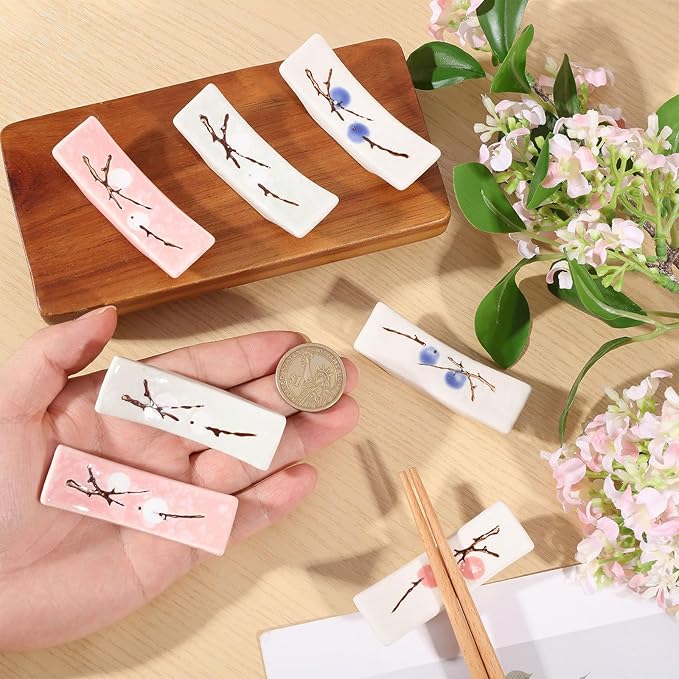 8Pcs Japanese Chopstick Holder Classic Ceramic Chopsticks Stand Rest Table Tableware Decoration Brackets for Spoons Cutlery Forks Paint Brushes