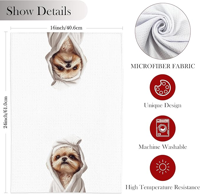 Shih Tzu Hand Towels for Bathroom, Shih Tzu Bathroom Hand Towels, Dog Bathroom Decor, Kids Hand Towels, Kids Bathroom Decor, Shih Tzu Gifts for Women Dog Lovers, 16x24 Inch