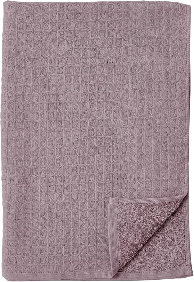 UCHINO Waffle Twist Cotton Weave Towel Set for Bathroom – 2 Bath, 2 Hand, 2 Washcloths, Lightweight Absorbent Quick Dry Honeycomb Texture Solid Terry Loop Reverse, 6 Piece, Orchid