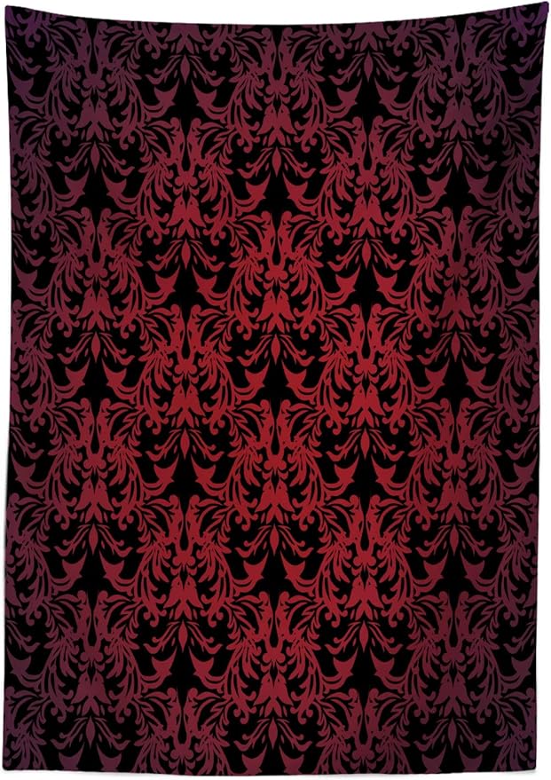 Ambesonne Victorian Tablecloth, Antique EuropeDesign Floral Swirls and Leaves Ombre Image, Rectangular Table Cover for Dining Room Kitchen Decor, 60" X 90", Burgundy Vermilion