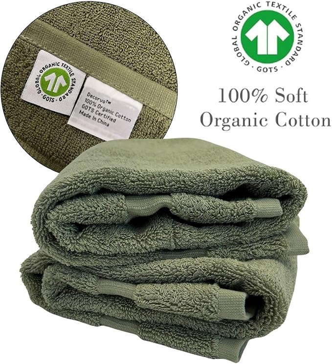 Sage Initial Hand Towel for Bathroom - Monogrammed Luxury Hotel Quality Decorative Embroidered Towel for Powder Room, Spa - GOTS Organic Certified - Set of 2 Letter R