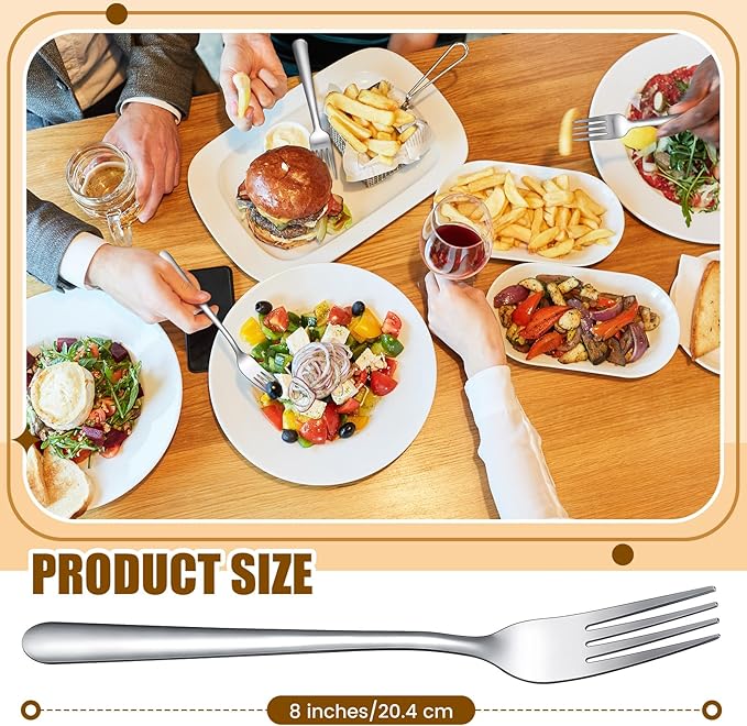 Syhood 300 Pcs Stainless Steel Dinner Forks Set 8 Inch Bulk Metal Forks Restaurant Silverware Mirror Polished Salad Dessert Utensils for Home Hotel Kitchen Event Supplies
