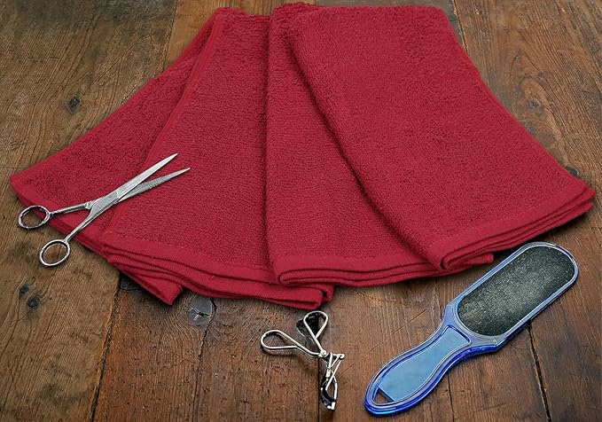 Softolle Salon Towels – Pack of 24 (16"x27") 100% Cotton Ring Spun (Not Bleach Proof) Ultra Soft, Highly Absorbent Hand Towels – Bulk for Spa, Gym & Salon (Burgundy)