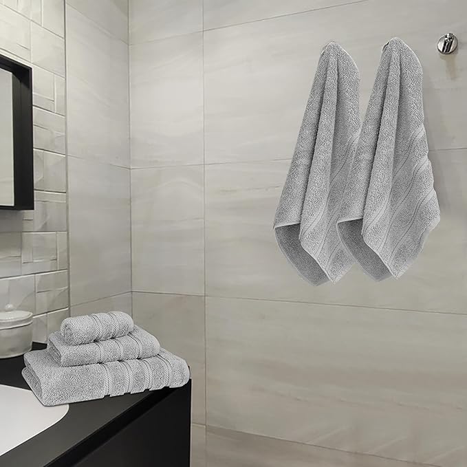 6-Piece 600 GSM Turkish Cotton Towel Set – Luxury Soft & Absorbent Bath Towels, Hand Towels & Washcloths – Premium Bathroom Essentials for Home, Guest Bath & Apartments