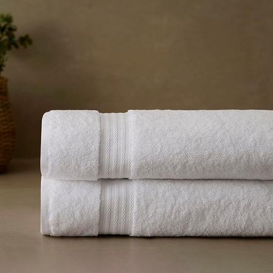 Fabdreams 100% Organic Cotton Bath Sheet Set of 2 700 GSM Oversized Towels Ultra Soft Plush Absorbent Durable Skin-Friendly Spa Hotel Premium Comfort Large 36 x 70 in White