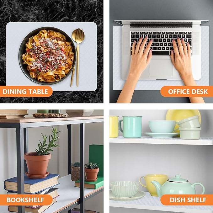 White Shelf Liner Kitchen Cabinet Liners Refrigerator Liners Waterproof & Oil-Proof Cupboard Liner Drawer Mats EVA Material Non Adhesive Fridge Liner 23.6 x 78.7 Inch