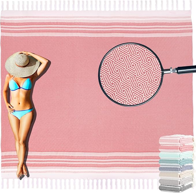 Oversized Turkish Beach Towel Blanket Cotton Giant XL Sandproof Towels Huge Linen XXL Extra Large Big Throw Quilt Blankets for Adults Cloud Travel Camping Glamping Accessories Essentials