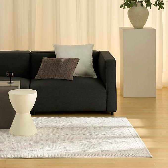 Nourison Home Nordic Ivory Beige 4' x 6' Area Rug - Easy Clean, Non Shedding, Bed Room, Living Room, Dining Room, Kitchen (4' x 6')