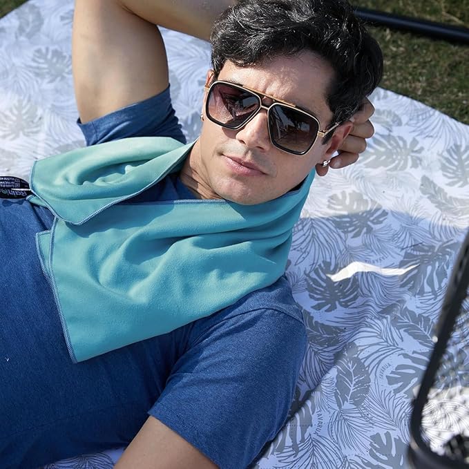 Microfiber Towel Perfect Travel & Gym & Camping Towel, Quick Dry - Super Absorbent - Ultra Compact - Lightweight. Suitable for Trip, Beach, Shower, Backpacking, Pool (Blue)