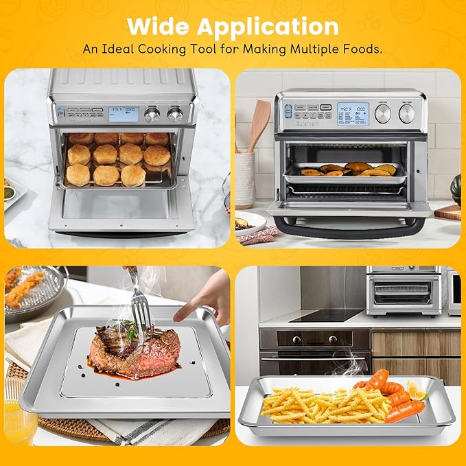 GWY Air Fryer Tray Replacement for Cuisinart TOA-95 Toaster Air Fryer Convection Oven, 14.5 * 11.6'' Non-stick Mesh Air Fryer Steel Basket Wire Rack Accessories Parts, Dishwasher Safe