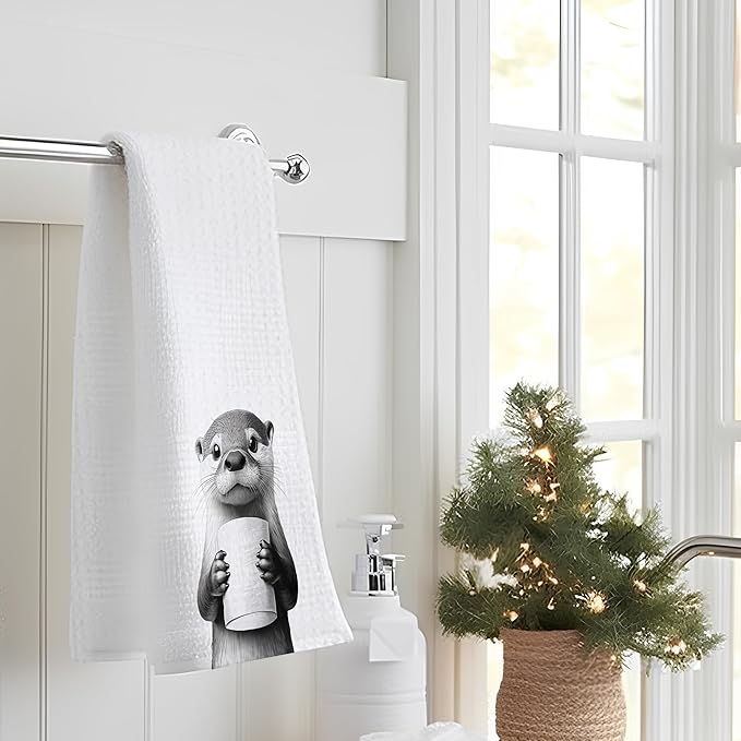 Otter Gifts Hand Towels for Bathroom, Otter Gifts for Women Otter Lovers, Otter Bathroom Decor, Sea Otter Gifts Bathroom Hand Towels, Kids Bathroom Decor, Funny Bathroom Decor, 16x24 Inch