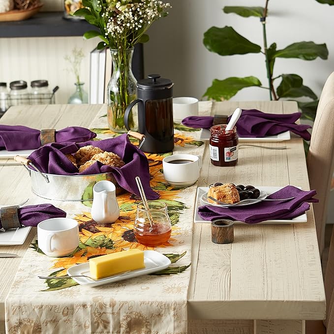 DII Variegated Tabletop Collection, Napkin Set, 20x20, Eggplant, 6 Piece