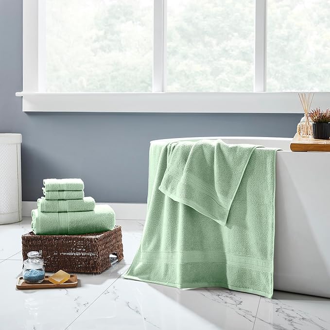 Modern Threads 6-Piece Rayon from Bamboo & Cotton Blend Towel Set - Ultra Soft & Absorbent, Seafoam