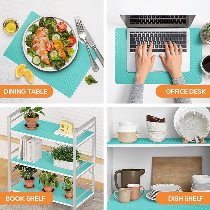 Blue Shelf Liners for Kitchen Cabinets Refrigerator Liners Waterproof & Oil-Proof Kitchen Cupboard Liner Drawer Mats EVA Material Non Adhesive Fridge Liner 11.8 x 236.2 Inches x 2 Rolls