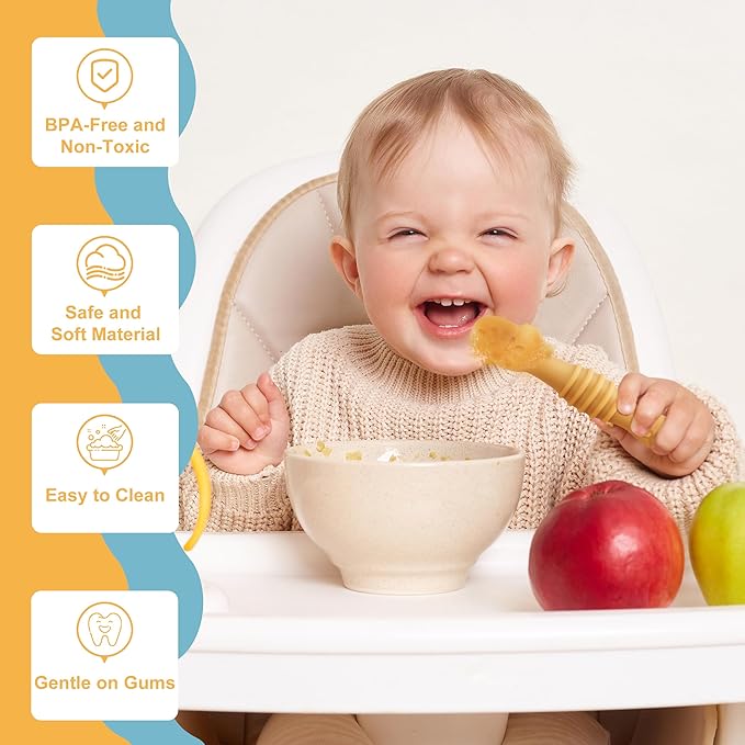 8 Pcs Baby Led Weaning Utensils, First Stage Silicone Baby Spoon, Multicolor Baby Spoons Self Feeding 6+ Months, Cucharas para Bebes for Solids and Purees