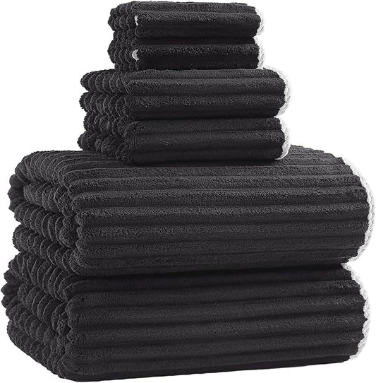 40x80 Inches Bath Sheets Towels for Adults Luxury Microfiber Extra Large Bath Towels for Bathroom Super Soft Absorbent Quick Dry with Hanging Loop (Black,6PCS)