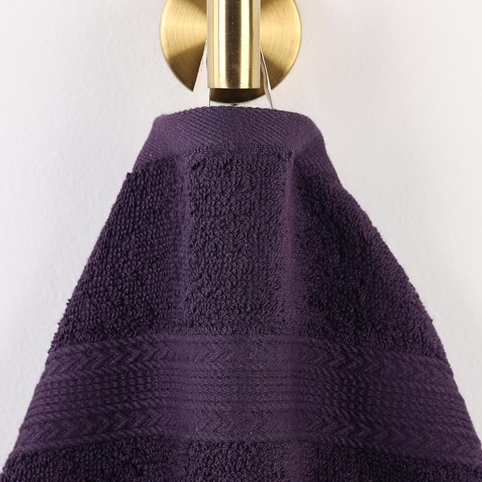 Superior Eco-Friendly Cotton 12-Piece Face Towel/Washcloth Set, Small, Fast Drying Towels for Face, Spa, Resort, Hotel, Hand, Shower, Guest Bathroom, Home, Airbnb, Apartment Essentials, Eggplant