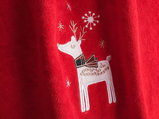 American Soft Linen Christmas Bath Towels Bathroom Set, 2 Packed Embroidered Decorative 100% Turkish Cotton Hand Bath Towels, Dish Towels for Decor Xmas, Tree-Deer