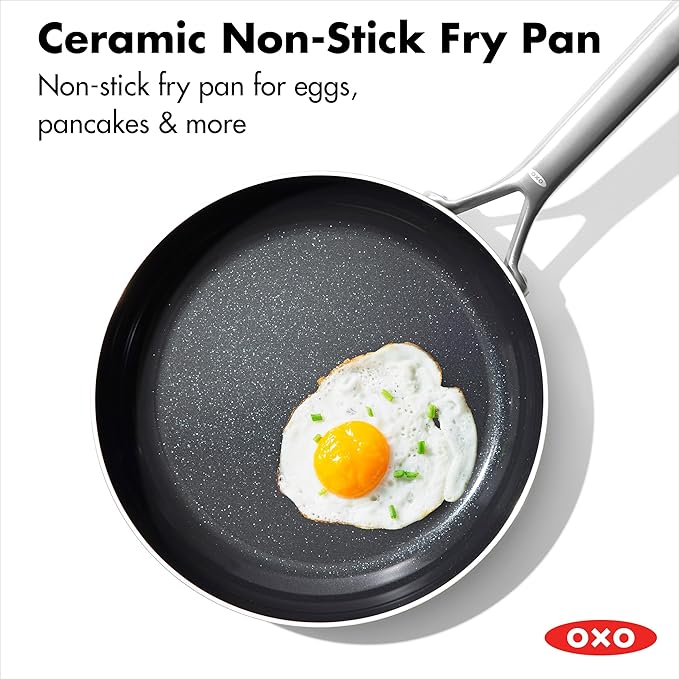 OXO Mira Tri-ply Stainless Steel, 10 Piece Cookware Pots and Pans Set, Skillets, Saute, Saucepans, Lids,Incl Ceramic Nonstick Frying Pan,Induction,Multi Clad,Metal Utensil Safe,Dishwasher & Oven Safe