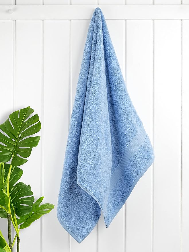 Cotton Paradise 4 Piece Turkish Bath Towels for Bathroom, 100% Cotton Extra Large Soft Plush Towels Bathroom Set, Sky Blue