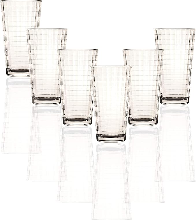 Circleware Pulse Heavy Base Highball Drinking Glasses Tumblers Ice Tea Beverage Cups Glassware
