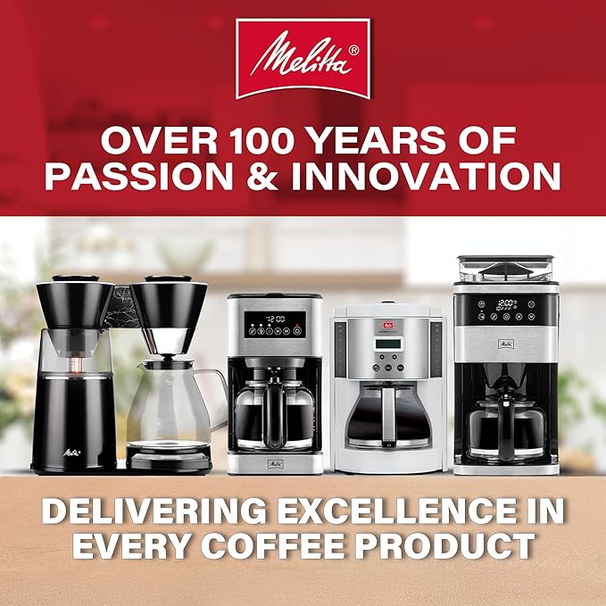 Melitta Vision 12-Cup Drip Coffee Maker, Automatic and Programmable, 96oz Capacity with 5-Pack Coffee Filters | Black
