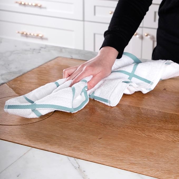 All-Clad Solid & Coordinate Kitchen Towels: Highly Absorbent, Super Soft Long Lasting 100% Cotton, 17" x 30" Tea Towels for Cleaning & Drying Dishes, Pans, Glassware, Countertops, 4-Pack, Rainfall
