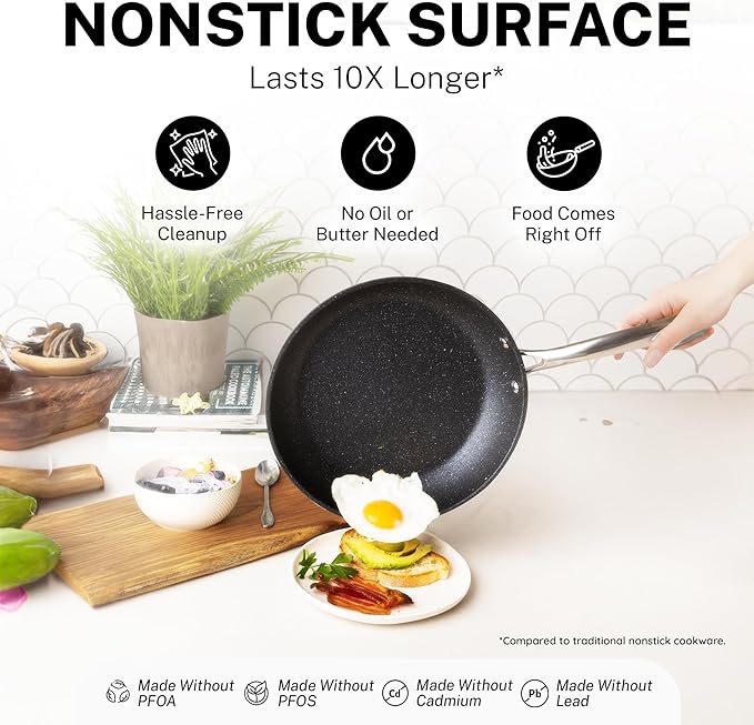 GRANITESTONE 20 Pc Complete Pots and Pans Set Non Stick Cookware Set with Saute Pan, Bakeware, Steamer, Cooking Utensils, Made Without PFOA PFOS, Oven and Dishwasher Safe