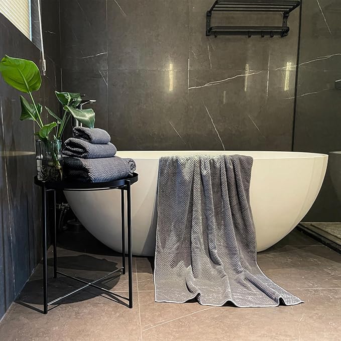 Oversized Bath Towels Extra Large 40x80 Inches Bath Sheets for Adults Super Soft Quick Dry Highly Absobent Microfiber Shower Towels (2 Piece, Charcoal)…