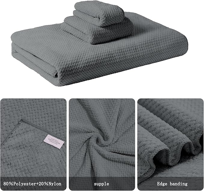 Soft Coral Fleece Bath Towel for Sensitive Skin - Extra Size for Full Coverage, Quick-Dry and Durable