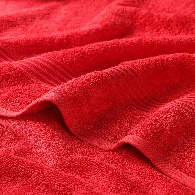 Superior Egyptian Cotton Bath Sheet Set, Oversized Towels for Home Bathroom, Master, Guest Bath, Decor Essentials, Quick Dry, Absorbent, Large Body Towel, Spa, Hotel, Resort, Set of 2, Red