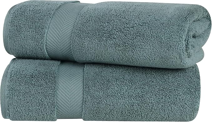 Superior Zero Twist 100% Cotton Bath Sheet Towels, Super Soft, Fluffy and Absorbent, Premium Quality Oversized Bath Sheet Set of 2 - Jade