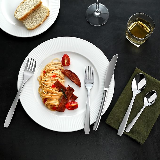 40 Piece Silverware Set,Stainless Steel Flatware Set for 8,18/0 Rust-Proof Cutlery Set with Forks & Spoons,Mirror Polished Dishwasher Safe - Heavy Duty Tableware for Home & Dining