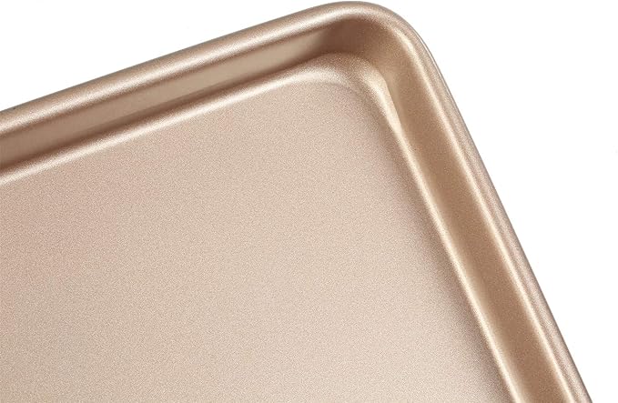 11 Inch Baking Sheets Pan Nonstick Set of 2, Walooza Cookie Sheet Replacement Toaster Oven Tray，Deep Size 1 inch Bakeware, Non Toxic & Heavy Duty & Easy Clean