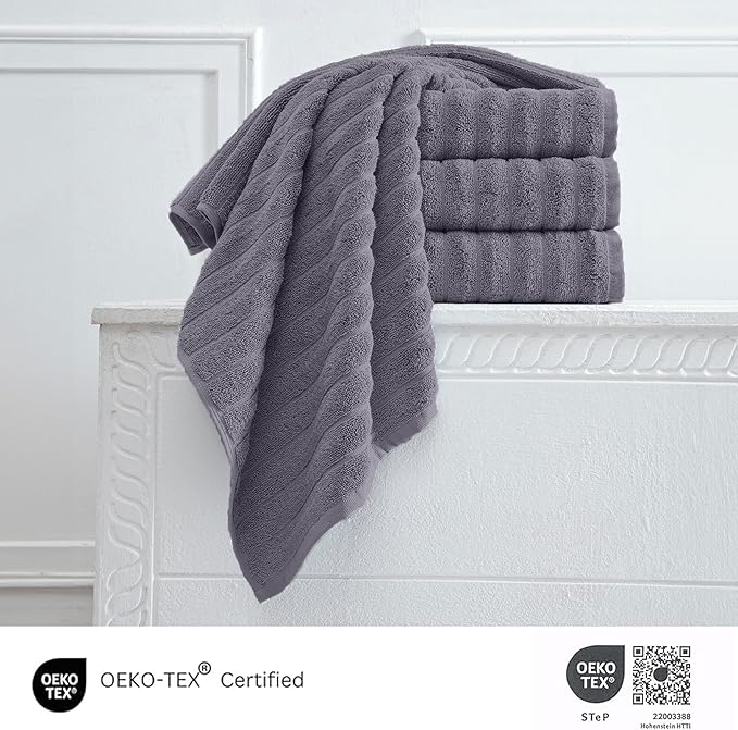 Classic Turkish Towels CTT Luxury Hand Towels for Bathroom Set of 4, 100% Turkish Cotton, Quick Dry & Comfy Towels for Hotel & Spa, Highly Absorbent | 20"x32" (Grey)