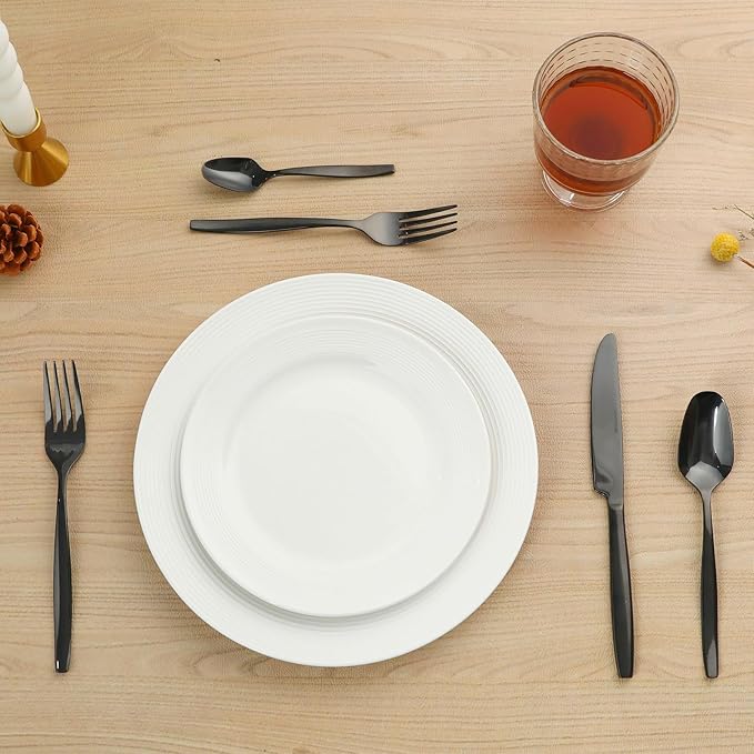 Black 30-Piece Silverware Set,Stainless Steel Flatware Utensils Cutlery Set for 6,Including Steak Knife Fork and Spoon,Dishwasher Safe,Modern Tableware for Home & Dining