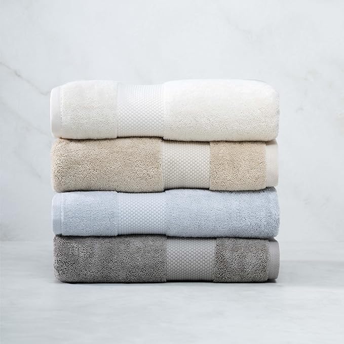 Farm to Home 100% Organic Christmas Bath Towel Set of 6 – GOTS & Oeko-TEX Certified Organic Cotton, Soft, Ultra Absorbent, Quick Dry - Includes 2 Bath Towels, 2 Hand Towels, 2 Washcloths - Sand