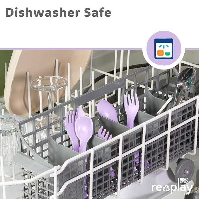 Re-Play Toddler Forks and Spoons Set - 4x4 Utensils Set for Kids - Dishwasher and Microwave Safe - Made in USA - Set of 8-5.8" x 1.2" x 0.2" - Princess