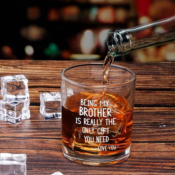 Futtumy Being My Brother Is Really The Only Gift You Need -Love You Whiskey Glass, Gifts for Brother, Brother Gifts from Sister Brother In Law, Brother Christmas Gifts, White Elephant Gifts