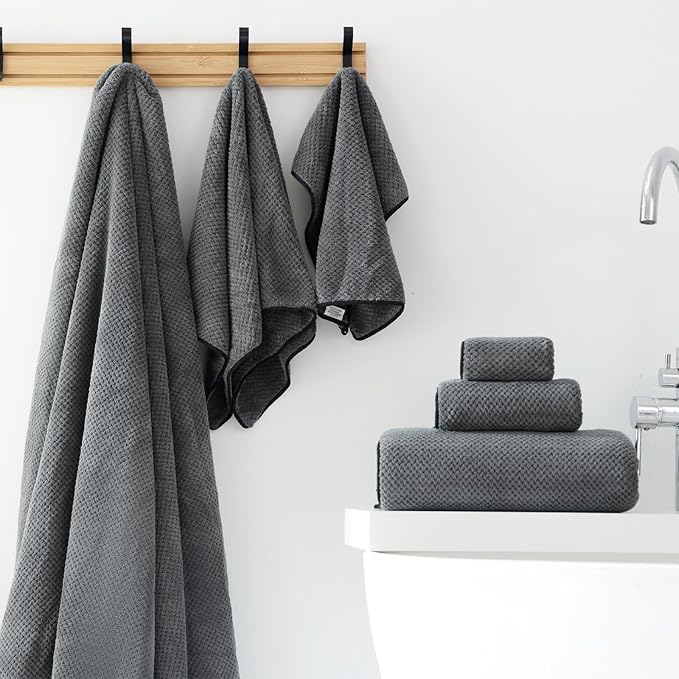 40x80 Inches Bath Sheets Towels for Adults Oversized Bath Towels Extra Large Luxury Super Soft Absorbent Quick Dry Microfiber (Charoal Grey,2PCS)