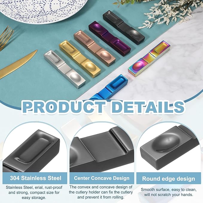 uxcell 2pcs Chopstick Rest, 304 Stainless Steel Chopsticks Holder 4.13" x 0.78" x 0.51", Household Tableware Kitchen Tools for Spoon Fork Teaspoon Dining Tool Rest, Black