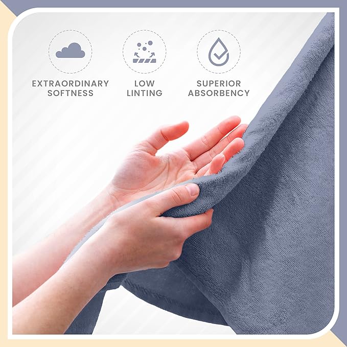 Martex 6-Piece 100% Ringspun Cotton Towel Set | Quick Dry | Super Absorbent & Soft | Lightweight | 2 Bath Towels | 2 Hand Towels | 2 Wash Cloths | Heather Blue