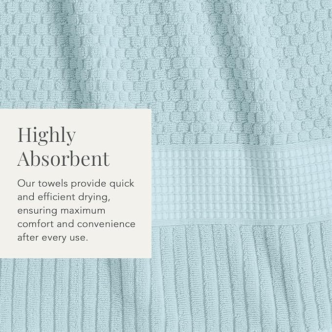 NY Loft 100% Cotton Towel Set 6 Piece | Super Soft & Absorbent Quick-Dry 2 Bath Towels 2 Hand Towels & 2 Washcloths |Textured and Durable Cotton | Trinity Collection (6 Piece Set, Seafoam)