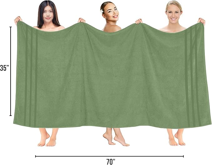 RIVERSIDE Pack of 2 Extra Large Bath Sheets 35 x 70 Inches - 100% Ring Spun Cotton Hotel Quality Oversized Bath Towels - Super Soft, Highly Absorbent & Quicker to Dry - Sage Green