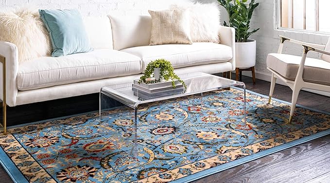 Unique Loom Espahan Collection Area Rug - Cape Cod (8'x 10' Rectangle, Blue/ Black)