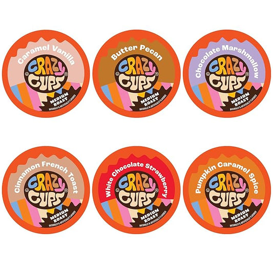 Crazy Cups Flavored Hot or Iced Coffee, for the Keurig K Cups Coffee 2.0 Brewers, Variety Pack, 72 Count