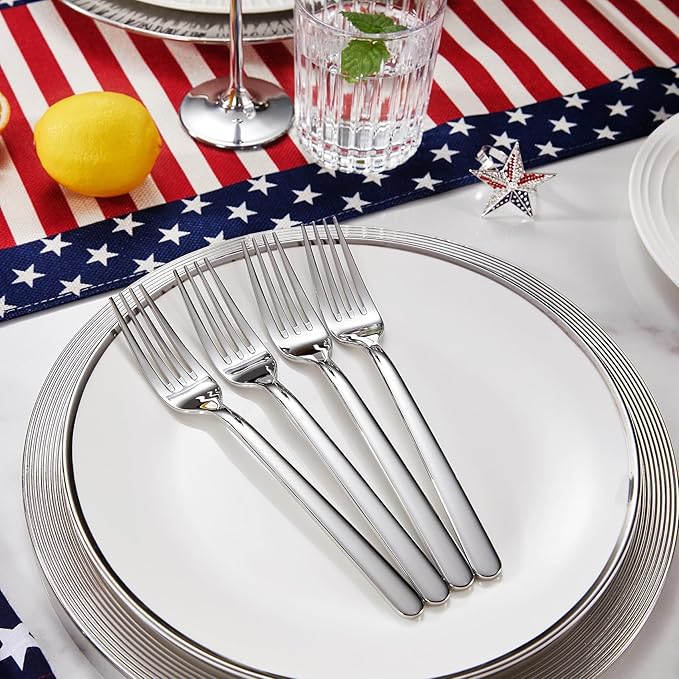 KEAWELL Premium Lucent 4-Piece 8.3 inch Forks Silverware – Mirror Polished 18/10 Stainless Steel with Modern Handle and Dishwasher Safe for Formal Meals and Gifting (4, Dinner Forks)