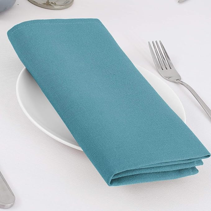 H.VERSAILTEX Cloth Napkins Set of 12 (18" X 18") Linen Textured Dinner Napkins Waterproof Extra Soft Thick Durable Reusable Napkins with Hemmed Edges for Dinners, Weddings and Everyday Use, Teal